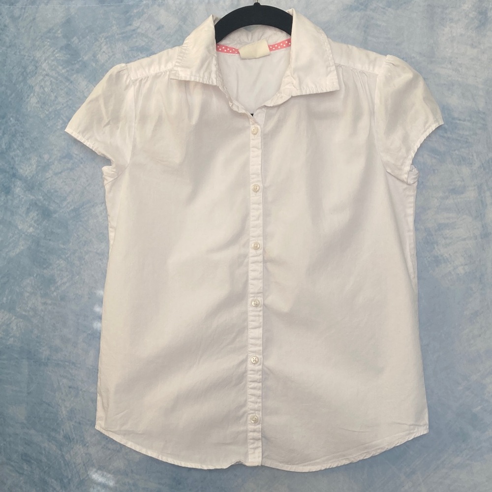 🌺2for$20🌺Crazy 8 Girls’ White Button-Up Blouse W/ Collar & Cap Sleeves XL Preppy